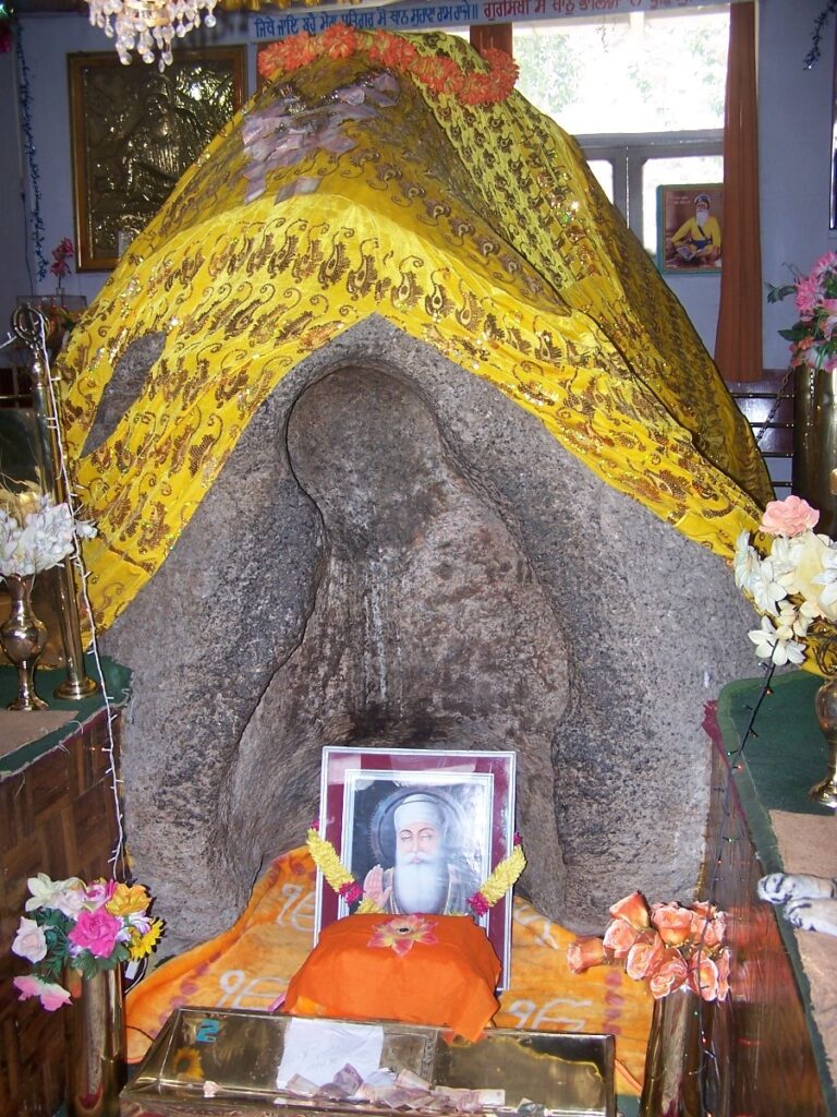 Sacred stone inside Gurudwara Pathar Sahib where Guru Nanak is believed to have meditated