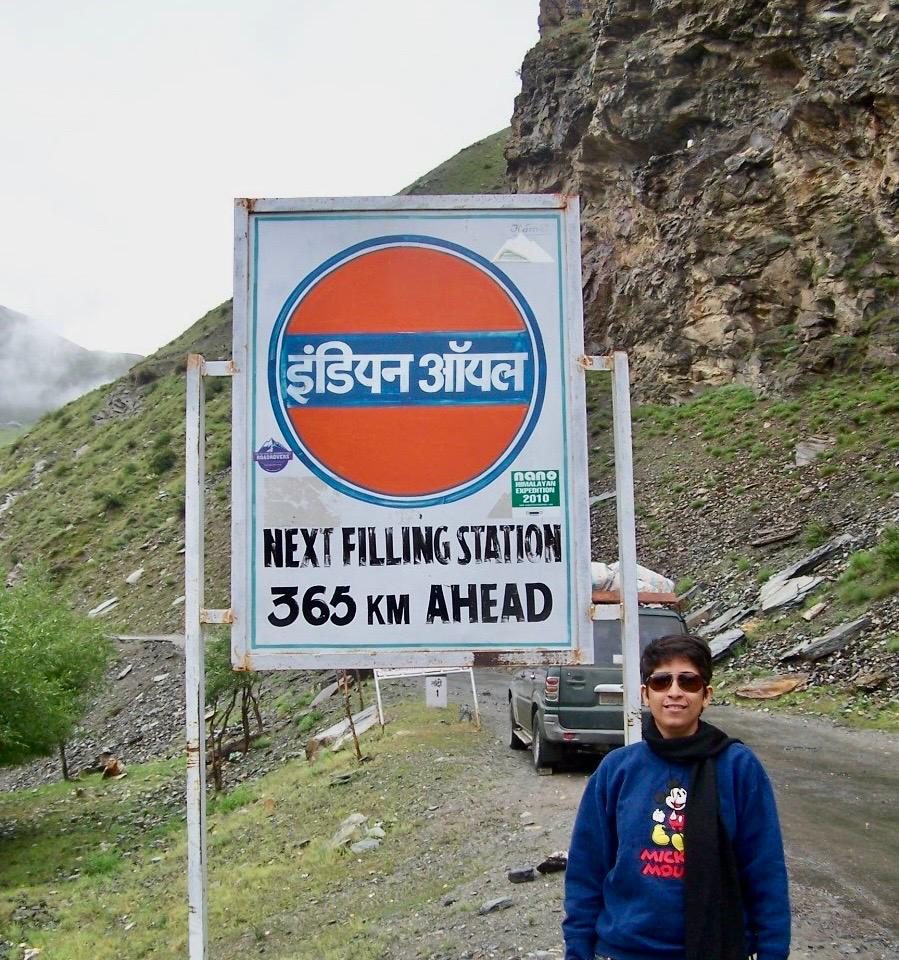 My 2010 picture at the legendary Indian Oil petrol pump at Tandithe last fuel station before Leh at that time.