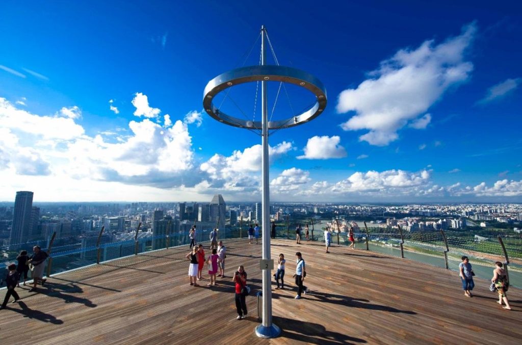 Unmatched views of Singapore city can be seen from Marina Bay Sands SkyPark. Even non-residents of the hotel can avail of this facility. (PC- Marina Bay Sands)