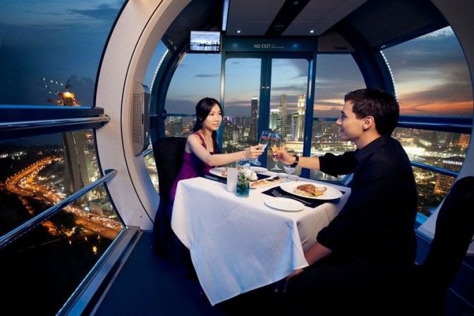 Ever wanted to have a romantic dinner at heights? Why to wait if you have option to dine at Singapore Wheel? (PC - Singapore Wheel)